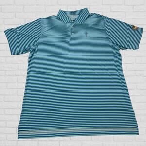 Draddy Sport Polo Shirt Mens XL PGA Patch Striped Golf Performance Stretch